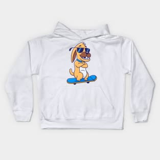 Bulldog on Skateboard Kids Hoodie